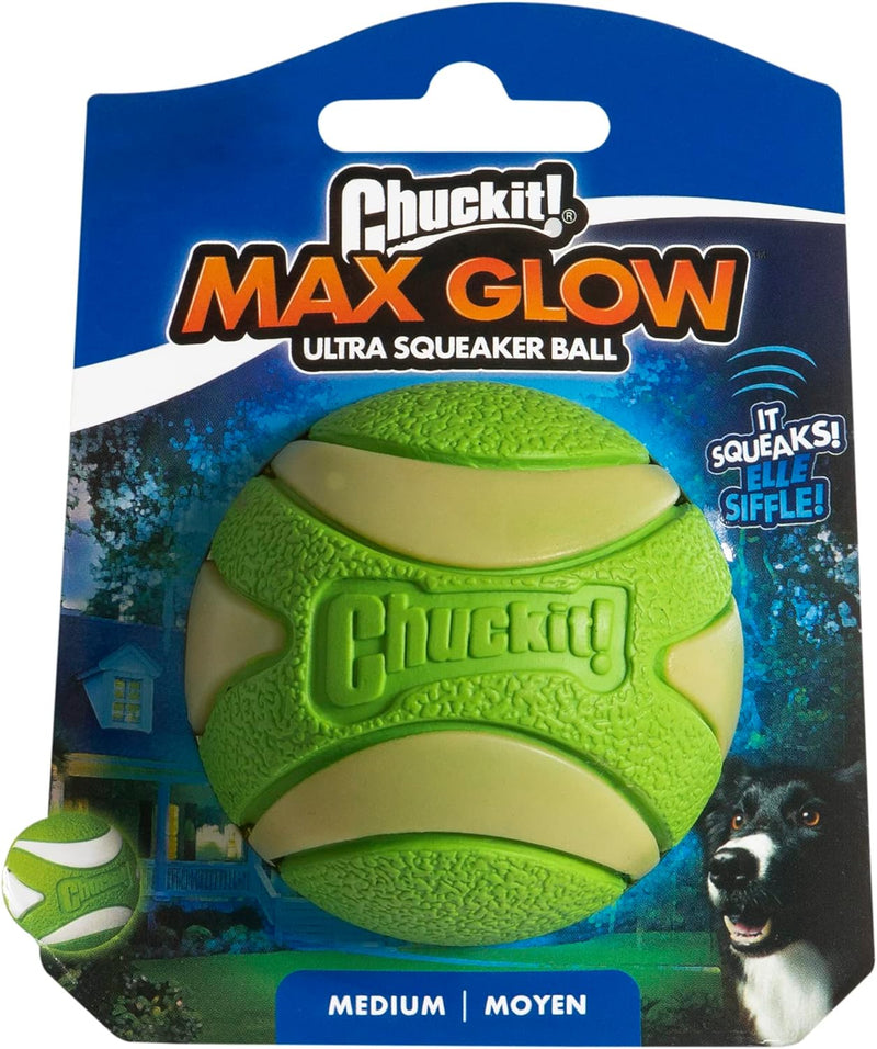 Chuckit! Max Glow Ultra Squeaker -Bola Brilha no Escuro