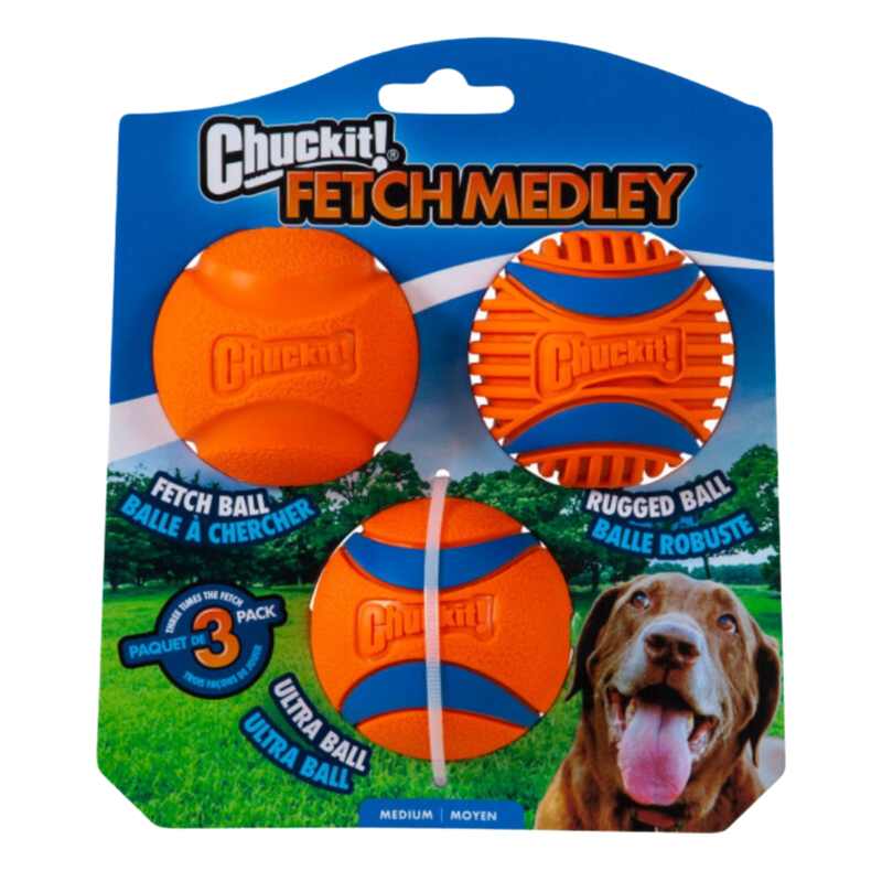 Chuckit Fetch Medley Kit 3 Bolas Medio para Cachorro
