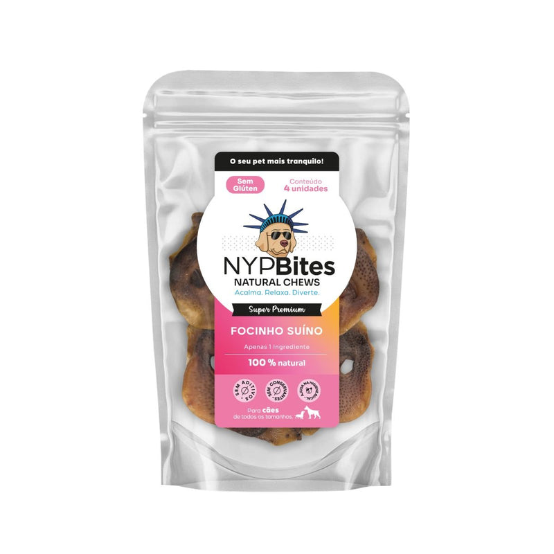 Mordedor Natural Focinho Suíno Desidratada NYPBites 4 unidades - New York Pets