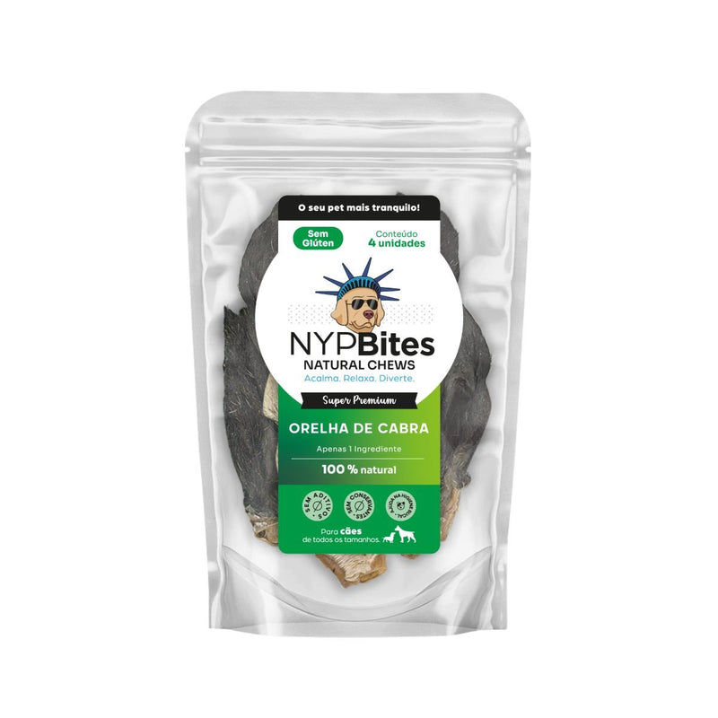 Mordedor Natural Orelha de Cabra Desidratada NYPBites 4 unidades - New York Pets