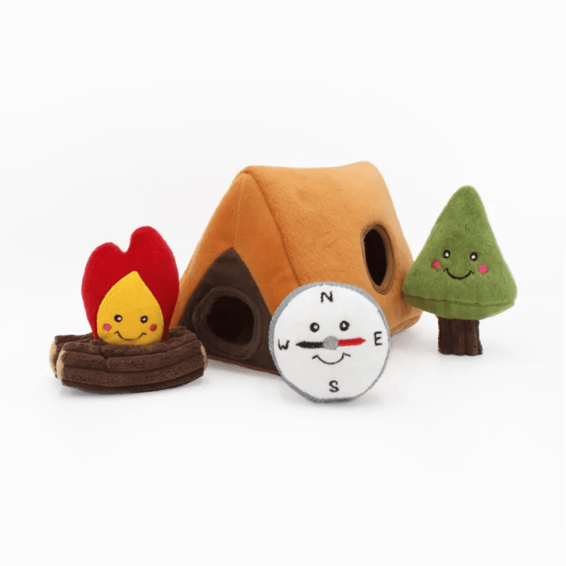 Pelucia Surpresa Zippy Paws Camping Burrows Apito para Cachorro - New York Pets