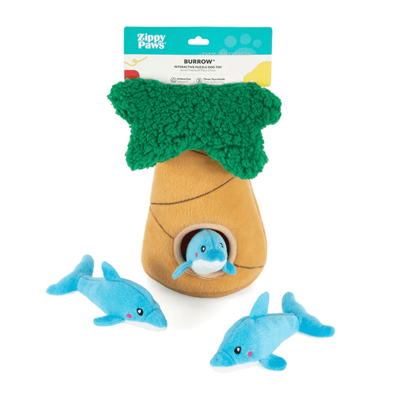 Pelucia Surpresa Zippy Paws com Golfinhos Burrows Apito para Cachorro - New York Pets