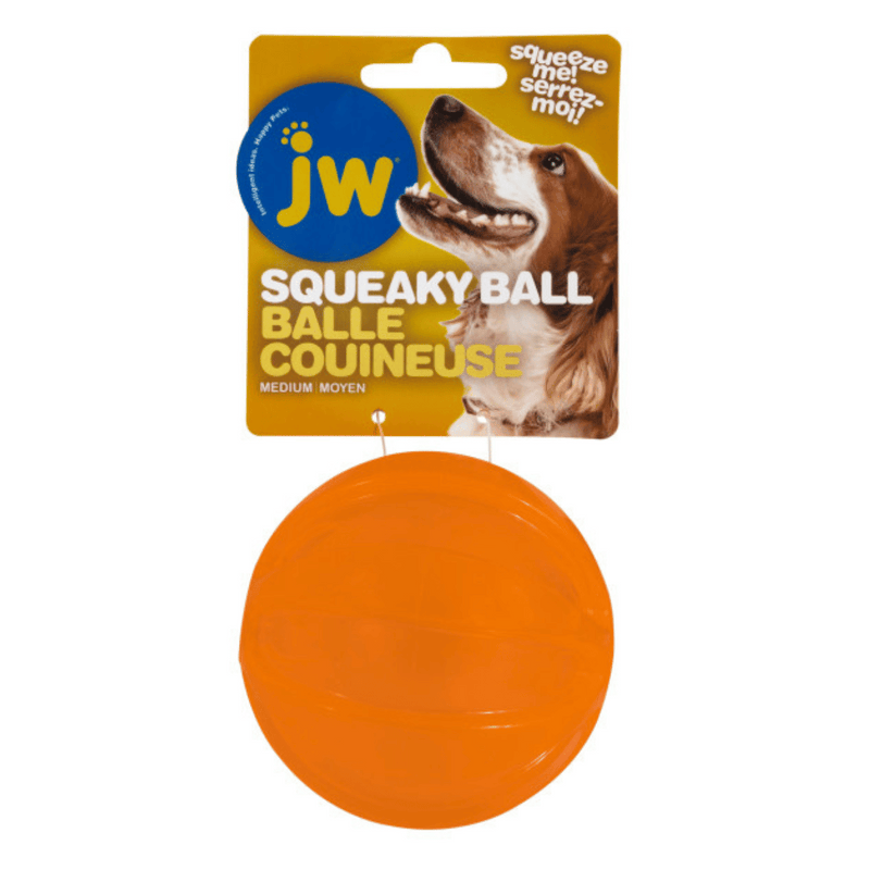 Brinquedo Bola JW Squeaky Ball com apito para cachorro