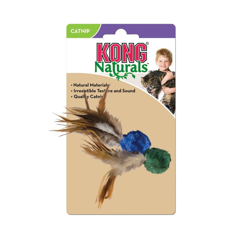 Brinquedo kong crinkle ball w/ feathers 2pk p/ gatos