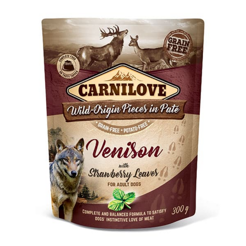 Alimentação Natural Carnilove Veado & Folhas de Morango Patê  para Cachorro