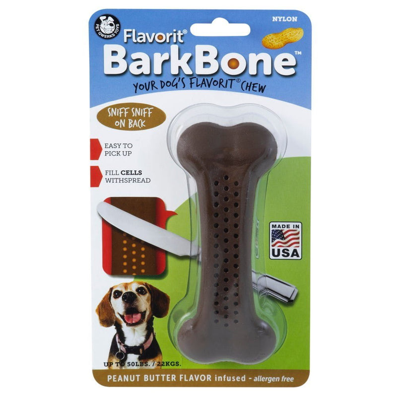 Osso de Nylon Pet Qwerks Flavorit Barkbone Pasta de Amendoim para Cachorro