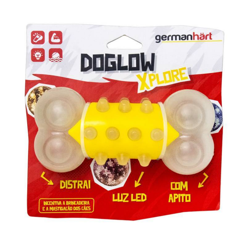 Brinquedo Doglow Xplore Germanhart Osso Com Led e Apito para cachorro