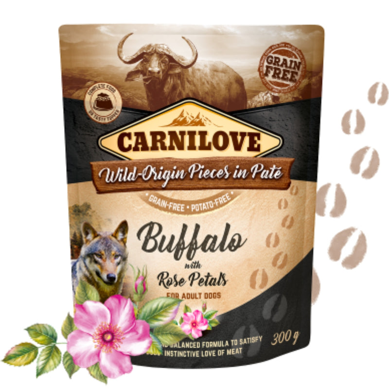 Alimentação Natural Carnilove Búfalo & Pétalas de Rosa Patê para Cachorro