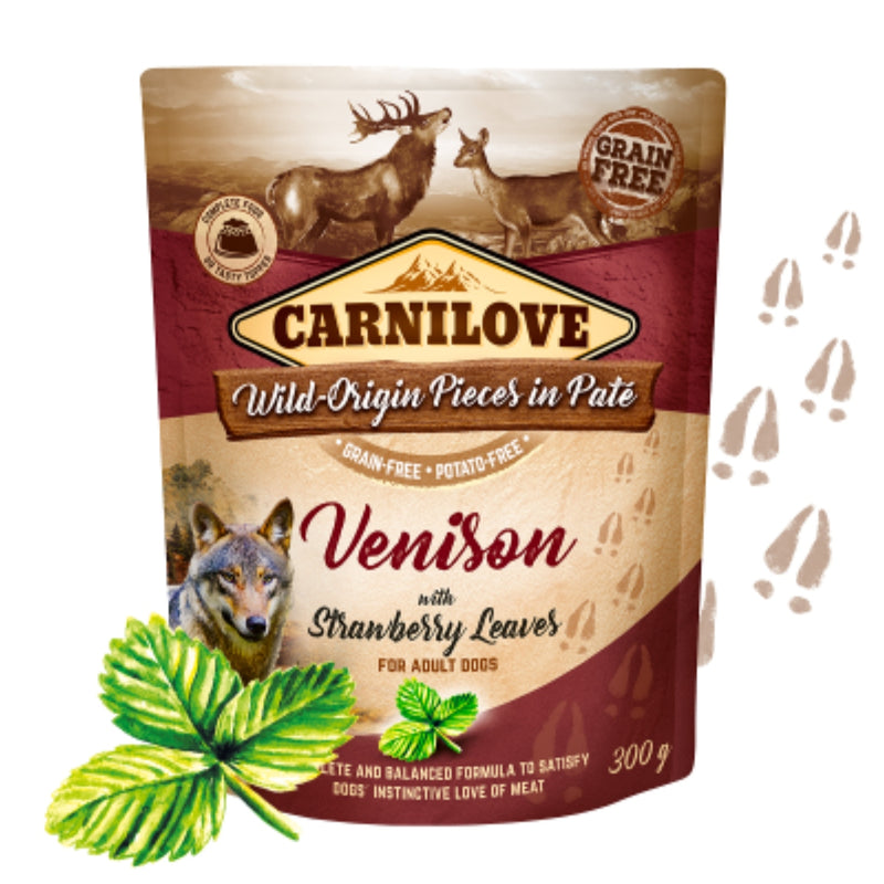 Alimentação Natural Carnilove Veado & Folhas de Morango Patê  para Cachorro