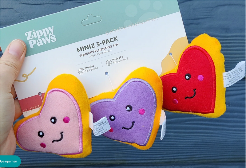 Pelucia Zippy Miniz Cookie de Coração - Pack com 3