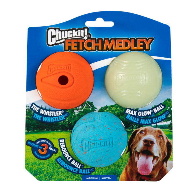 chuckit fetch medley kit 3 bolas