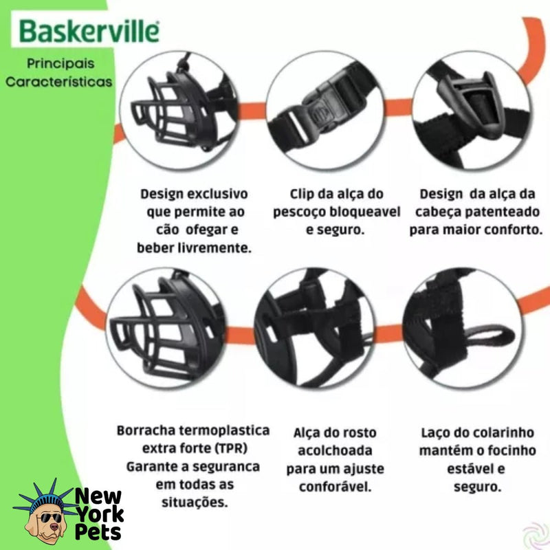 Focinheira Baskerville Preta XG - Tamanho 5 - New York Pets