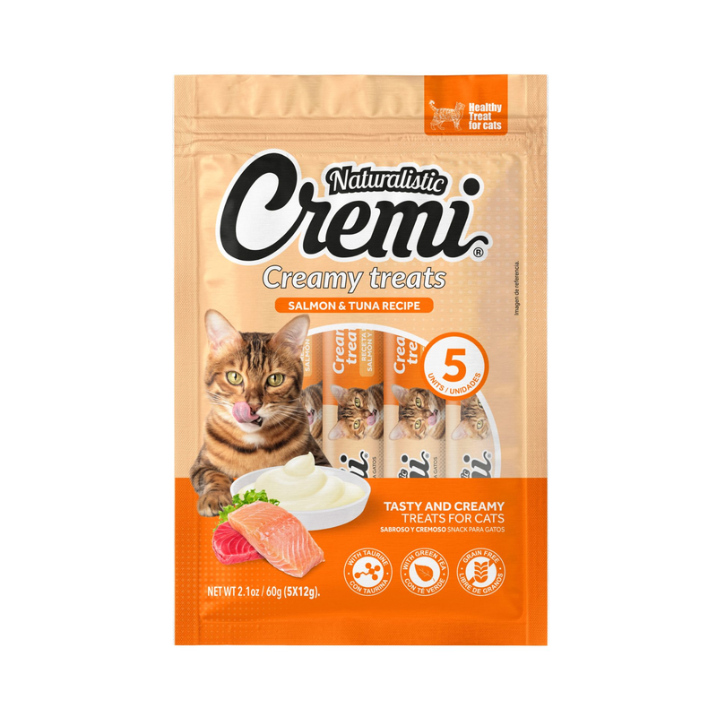 Petisco Cremoso para Gatos Cremi Sachê Salmão 60 g – 5 Unidades