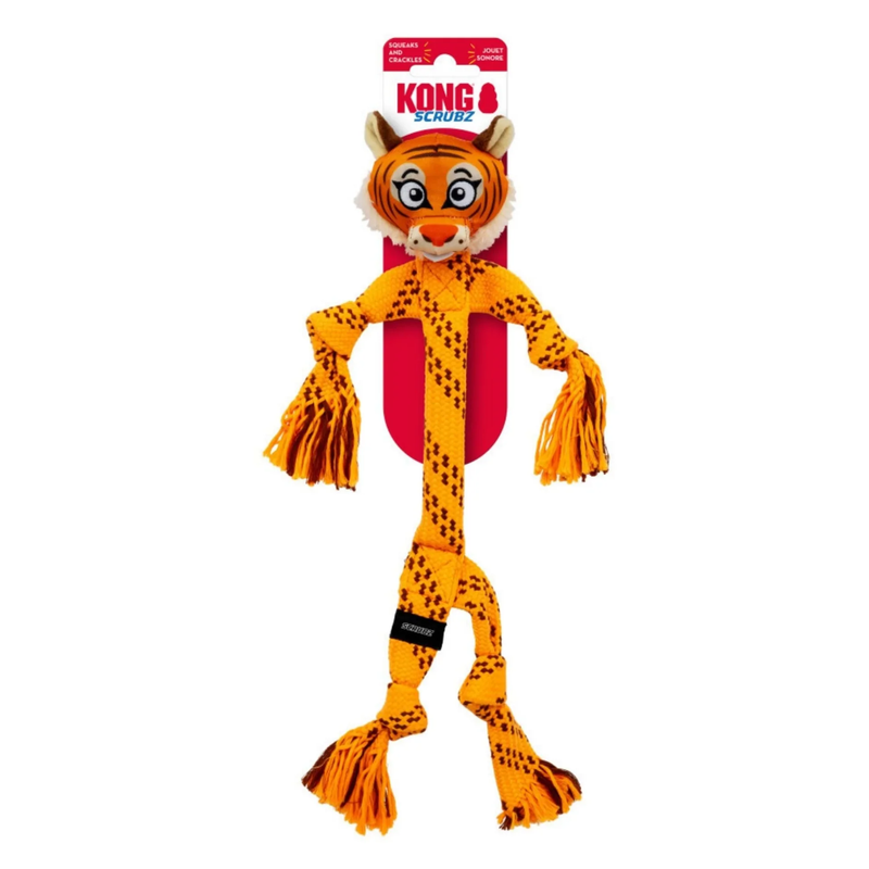 Brinquedo para Cachorro KONG Scrubz Safari Tigre MD com Apito