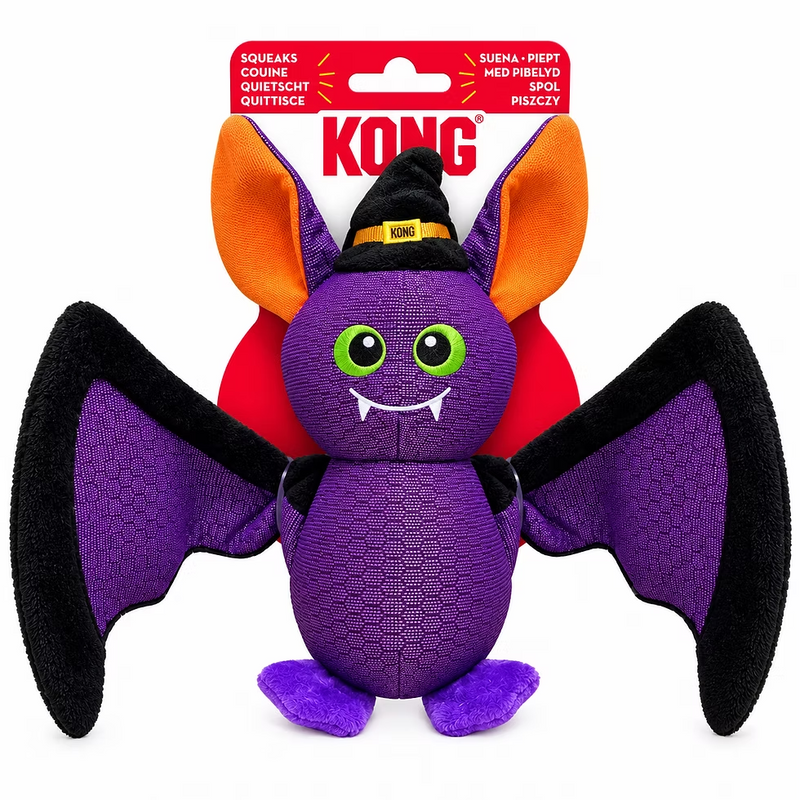 Brinquedo para Cachorro KONG Halloween Wubba Ballistic Morcego Roxo com Apito