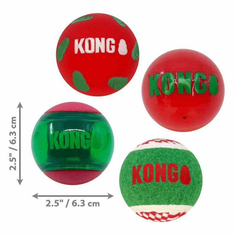 Kit 4 Bolas Kong Holiday Medio - Natal - New York Pets