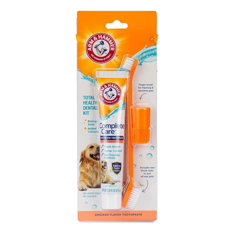 Kit Higiene Bucal Arm & Hammer - Pasta Enzimática, Escova e Dedeira (Sabor Frango) - New York Pets