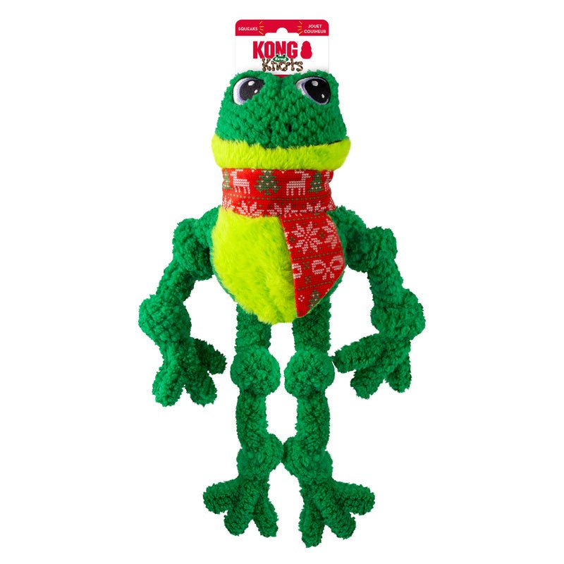KONG Holiday Knots Frog - Sapo de Pelúcia Grande com Corda (46cm) - New York Pets