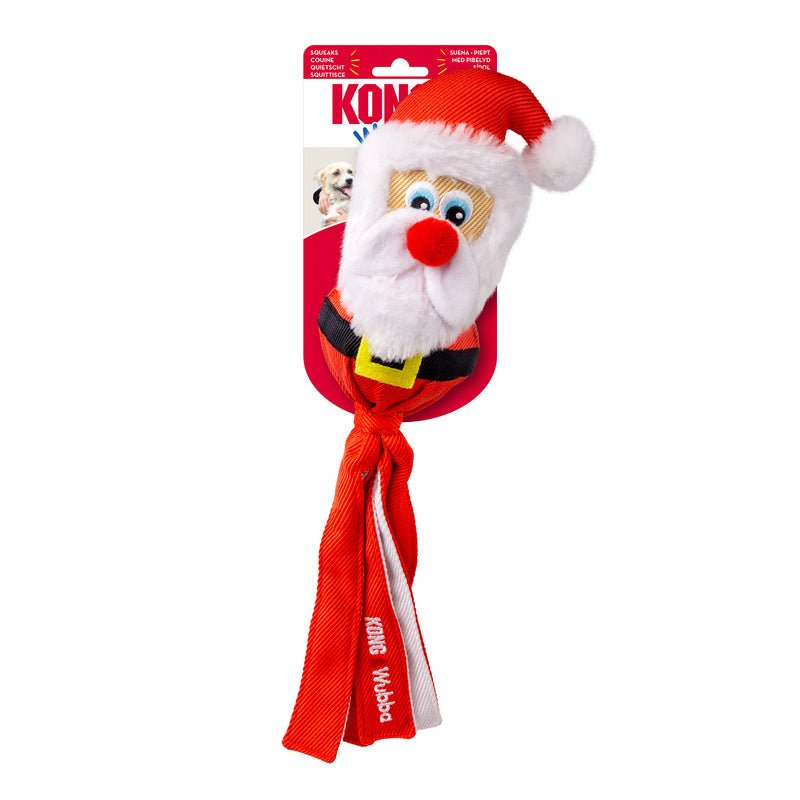 Pelucia KONG Wubba Holiday Papai Noel - com Cauda e Apito - New York Pets