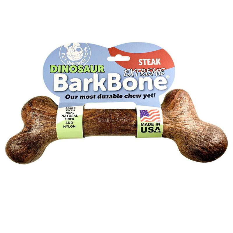 Osso de Nylon Pet Qwerks Dinosaur Barkbone Extreme Steak para Cachorro