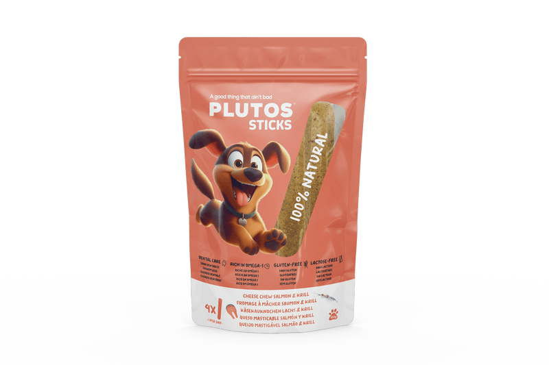 Plutos Sticks Salmão & Krill – Mordedor Natural Natural com Caseína e Ômega - 3 - New York Pets
